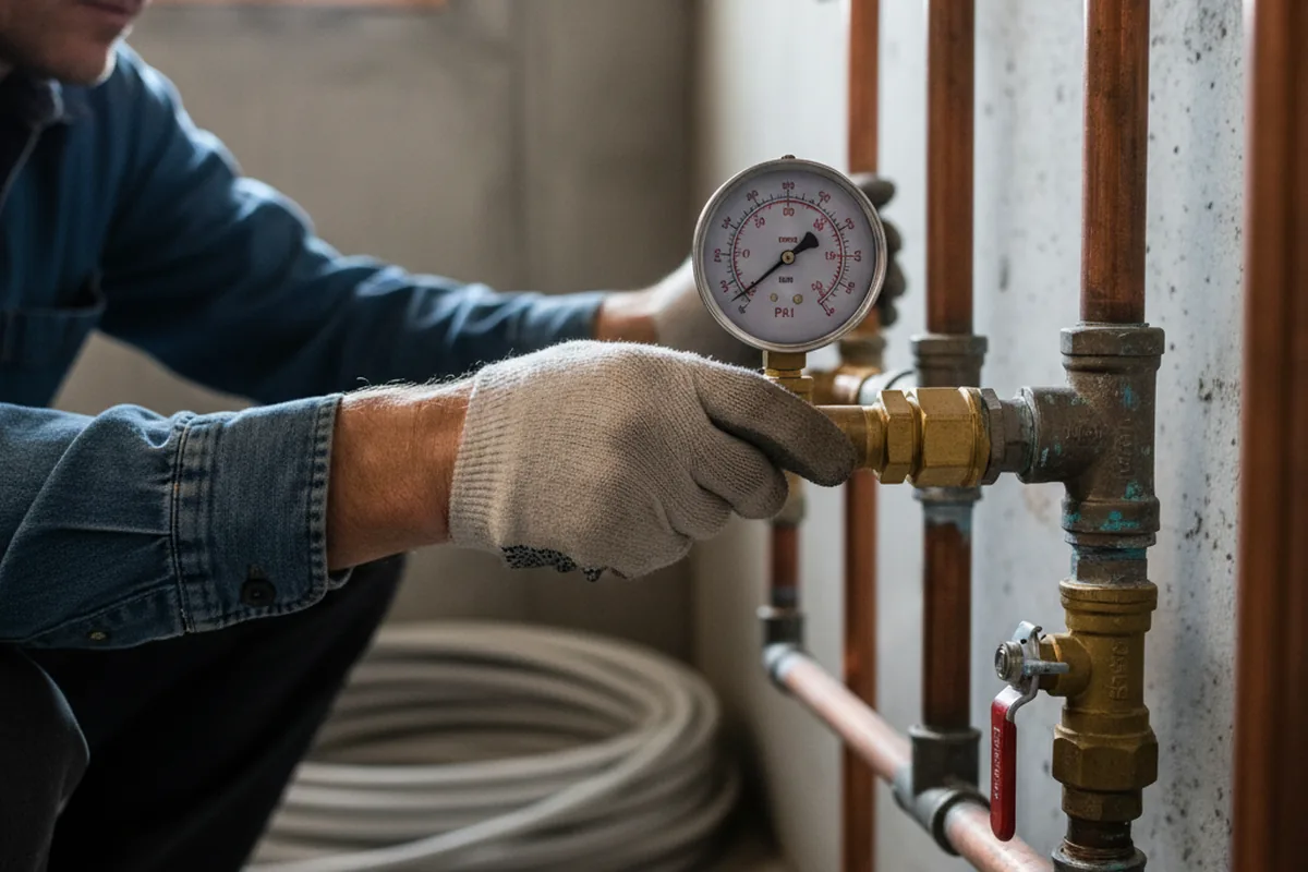 Pressure testing a repaired line during Water Line Repair in Bryceville